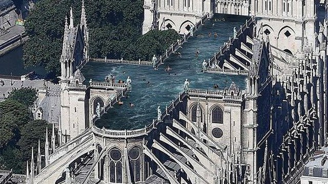 Kiến trúc sư đề xuất xây bể bơi trên nóc nhà thờ Đức Bà Paris