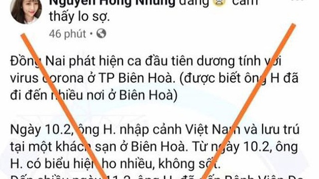 Công an truy tìm người tung tin sai sự thật "Đồng Nai có ca nhiễm nCoV/Covid-19"