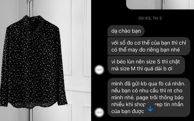 Hỏi mua áo, cô gái nhận được lời tư vấn 'đi vào lòng đất': 'Vì béo lùn nên size S thì chật mà size M thì quá dài bạn ơi'