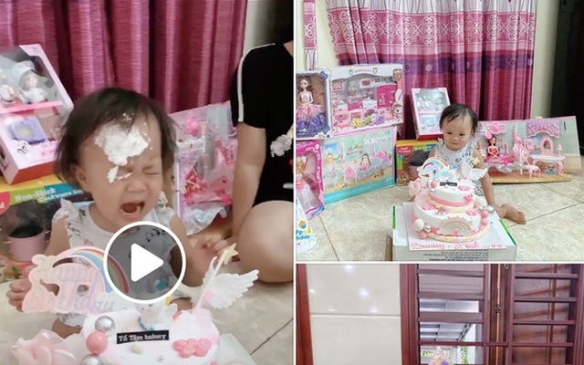 “Lầy" như Quế Ngọc Hải: Úp bánh sinh nhật vào mặt con gái làm Sunny khóc thét đáng thương trong ngày tròn 2 tuổi
