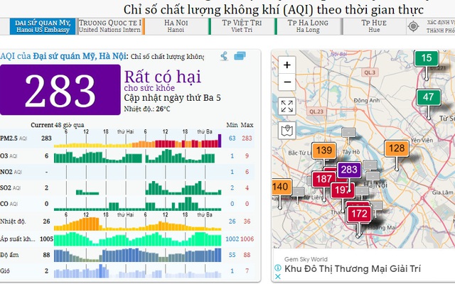 Hà Nội lại ô nhiễm không khí rất nghiêm trọng