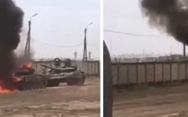 Clip: Kinh hoàng khoảnh khắc xe tăng T-72 Nga bốc cháy dữ dội
