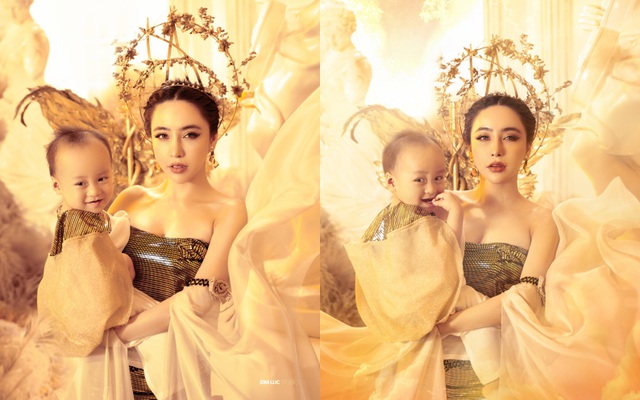Mai Diệu Linh tung bộ ảnh concept nữ thần bên con trai 2 tuổi kháu khỉnh
