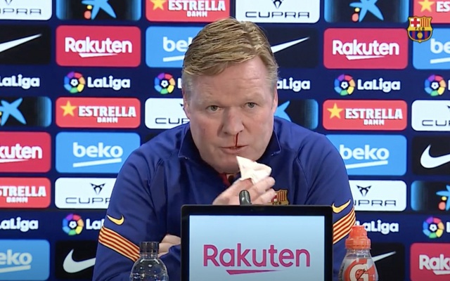 HLV Koeman bỏ dở buổi họp báo của Barca vì bị chảy máu mũi