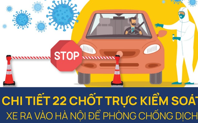 [Infographic] Chi tiết 22 chốt trực kiểm soát ra vào Hà Nội phòng chống dịch