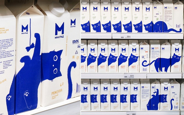 Nhờ sự trợ giúp của chú mèo màu xanh, chiến dịch marketing hãng sữa này thu hút người tiêu dùng, đã mua thì phải mua cả bộ