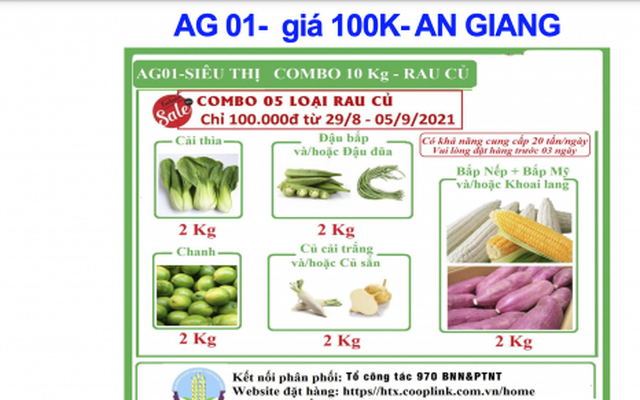 TPHCM triển khai bán combo nông sản 10kg giá chỉ 100.000 đồng