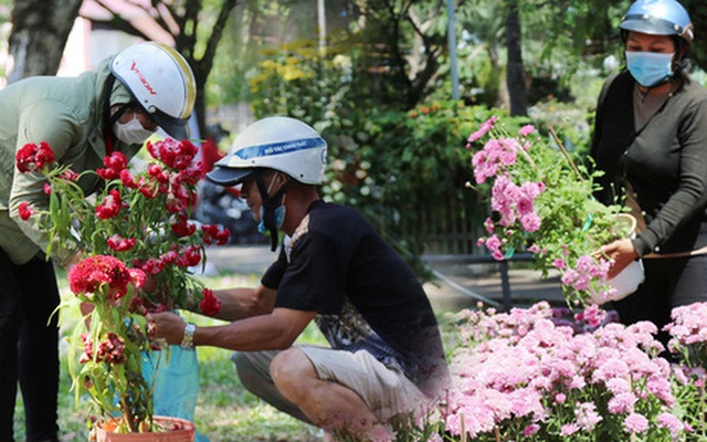 Nhiều người dân tranh thủ đến xin đất, lượm hoa mang về trưa 29 Tết