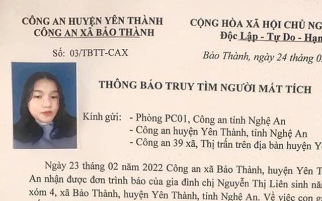 Nữ sinh lớp 11 rời nhà rồi mất tích nửa tháng qua, gia đình hốt hoảng tìm kiếm