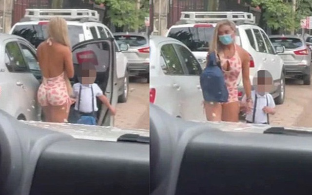 Clip: Mặc đồ sexy ngắn cũn cỡn đi đón con, bị chỉ trích nặng nề nhưng bà mẹ hot girl vẫn "chày cối" cãi lý