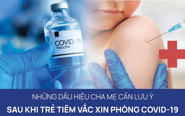 [Infographics] Những dấu hiệu cha mẹ cần lưu ý sau khi trẻ tiêm vắc xin phòng COVID-19