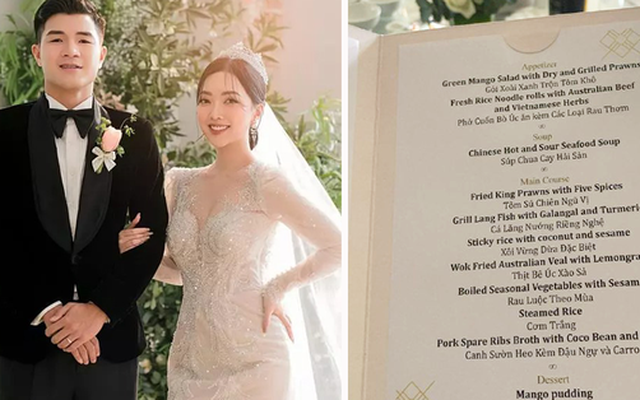 Menu tiệc cưới Hà Đức Chinh ở khách sạn sang xịn bậc nhất Hà Nội có gì?