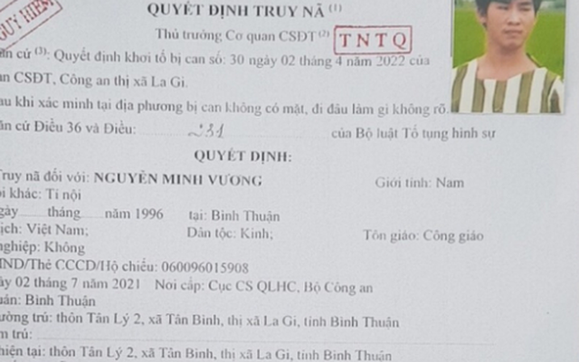 Đối tượng có lệnh truy nã đặc biệt nguy hiểm trốn từ Bình Thuận ra Nghệ An