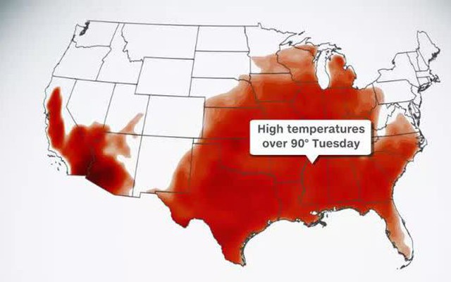 Sóng nhiệt bao trùm khắp nước Mỹ với nền nhiệt cao kỷ lục