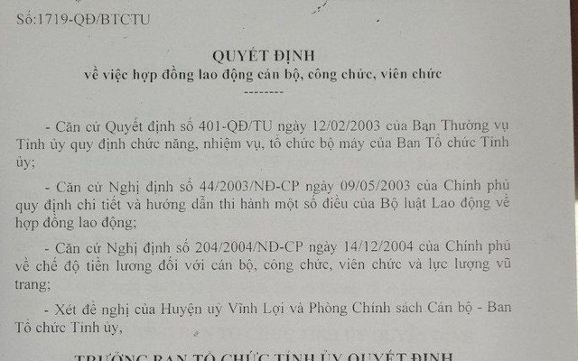 Bạc Liêu: Làm Chánh Văn phòng Huyện ủy hai năm mới thi tuyển công chức