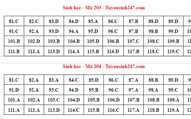 Cập nhật đáp án đề thi môn Sinh học trong kỳ thi tốt nghiệp THPT 2022