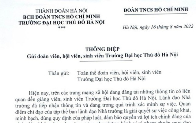 Trường đại học Thủ đô Hà Nội tạm dừng công việc giảng dạy với thầy giáo bị tố quấy rối tình dục