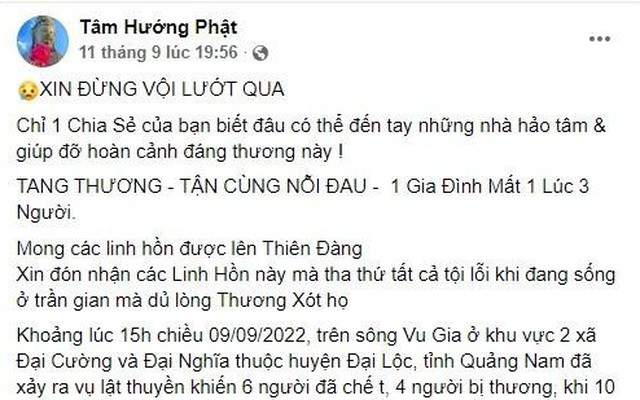 Quảng Nam: Lấy hình ảnh tang thương xảy ra 2 năm trước để kêu gọi từ thiện