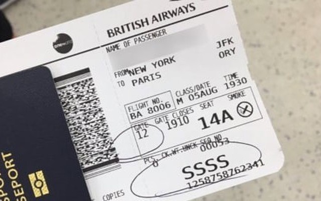 Ý nghĩa bốn chữ S trên thẻ lên máy bay