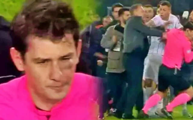 Chủ tịch đội bóng lao xuống sân đấm tím mắt trọng tài