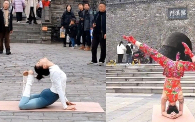 Xôn xao vụ nữ blogger Trung Quốc mặc đồ bó sát tập yoga tại di tích lịch sử, dân mạng: "Động tác đẹp đến mấy cũng thành sai!"