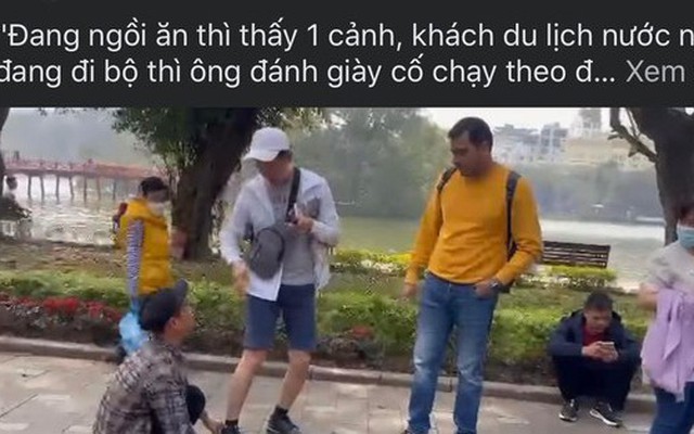 Tự ý gắn keo vào giày du khách ở hồ Gươm, người đàn ông bị phạt 2 triệu đồng