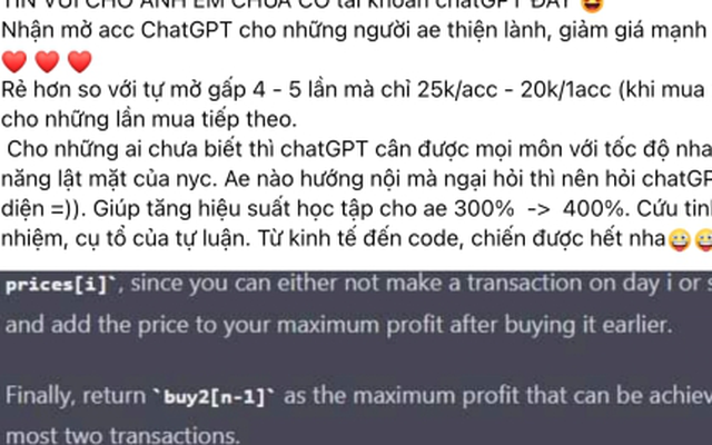 Chưa về đến Việt Nam, tài khoản ChatGPT đã được rao bán tràn 'chợ mạng'