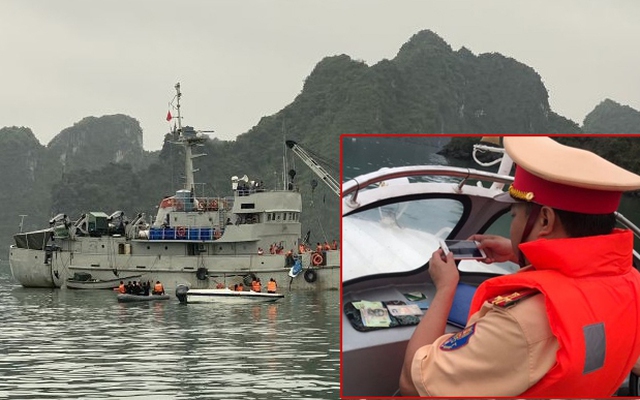 Hiện trường: Hàng chục CSGT huy động tàu tìm kiếm  nạn nhân vụ trực thăng rơi