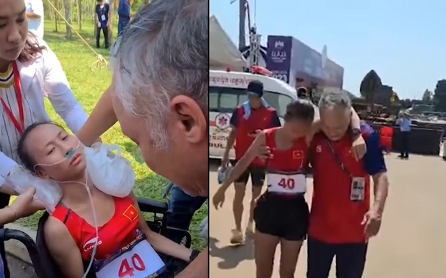 VĐV Marathon Việt Nam ngất xỉu, phải thở oxy khi về đích ở SEA Games 32