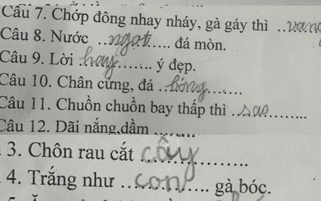 Bài kiểm tra tiếng Việt lớp 1 khiến người lớn ngậm ngùi "khó phết", đọc câu trả lời của học trò mà cười ngất