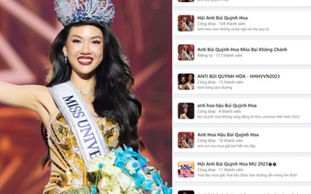 Chỉ sau 1 đêm đăng quang Miss Universe Vietnam, Bùi Quỳnh Hoa bị lập hàng chục nhóm anti vì nghi vấn mua giải