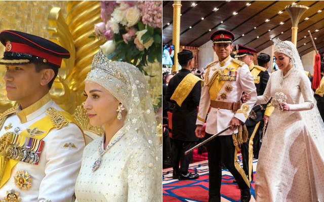 Loạt ảnh đám cưới Hoàng tử Brunei: Cặp đôi hoàng gia trao ánh mắt ngọt ngào trước sự chứng kiến của hàng nghìn người dân