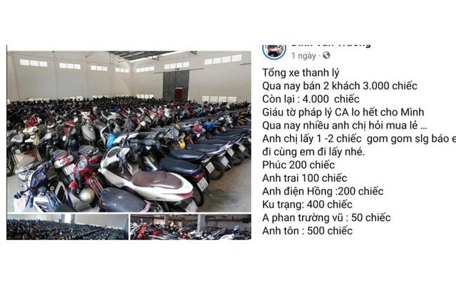 Công an vào cuộc vụ livestream 'rao bán 7.000 xe tang vật ở TP.HCM'