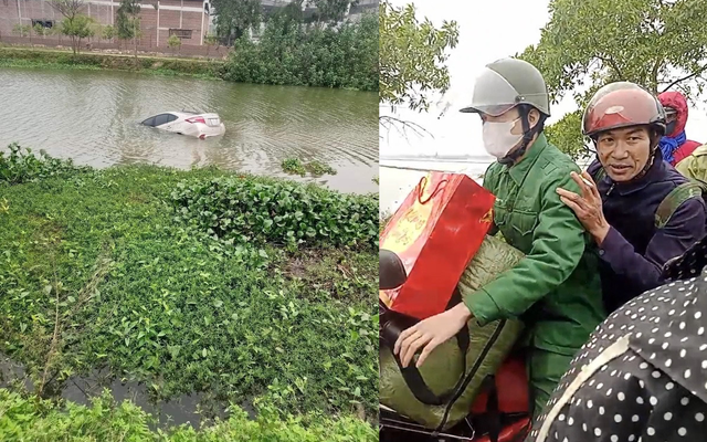 Nữ tài xế Thái Bình lao xe thẳng xuống sông, được người hùng giải cứu trong tích tắc