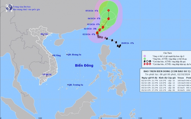 Bão số 5 không ảnh hưởng đến vùng ven biển và đất liền Việt Nam