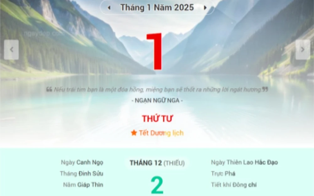 Lịch âm 1/1 - Xem lịch âm ngày 1/1/2025