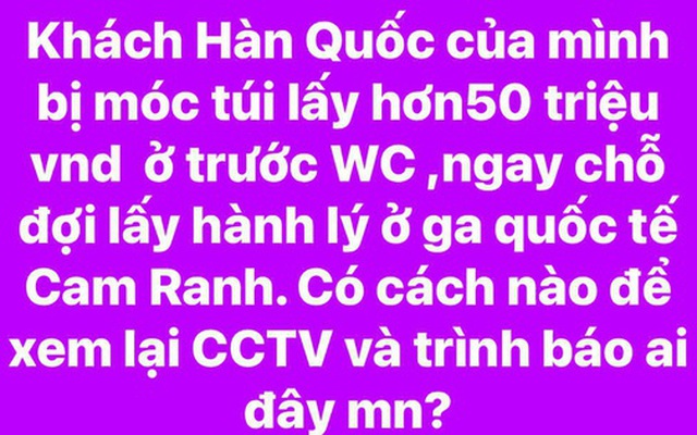 Thực hư khách Hàn Quốc bị "móc túi" 50 triệu đồng ở sân bay Cam Ranh