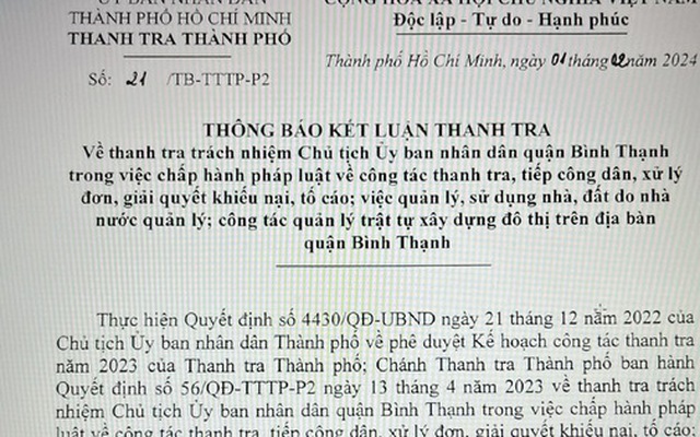 Kiểm điểm nhiều tập thể, cá nhân liên quan sai phạm ở quận Bình Thạnh