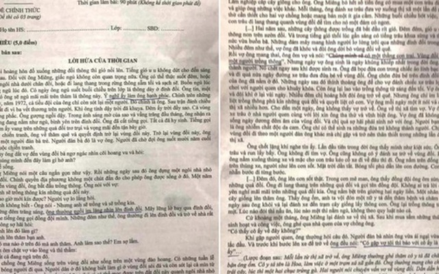 Xôn xao đề Văn cuối kỳ lớp 10 dài 3 mặt A4, đọc 30 phút không xong, đến sinh viên sư phạm còn than "sao kinh khủng thế"