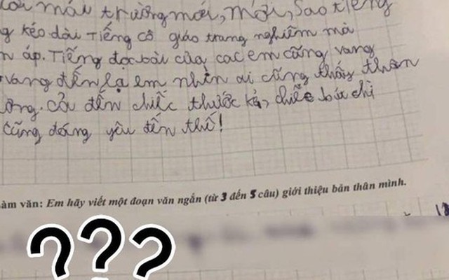 Đề bài yêu cầu viết 1 đoạn văn, học sinh ghi 4 chữ quá thật thà khiến cô giáo chỉ biết câm nín
