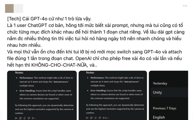 Người dùng Việt kêu trời vì bản cập nhật ChatGPT-4o, gọi đây như là “một trò lừa”