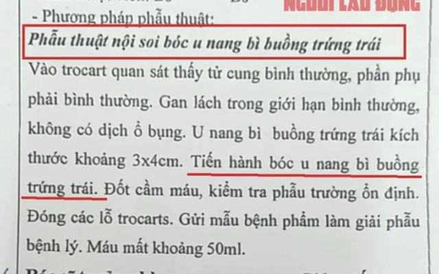 Làm rõ vụ bệnh nhân bị u buồng trứng phải, bác sĩ mổ bên trái