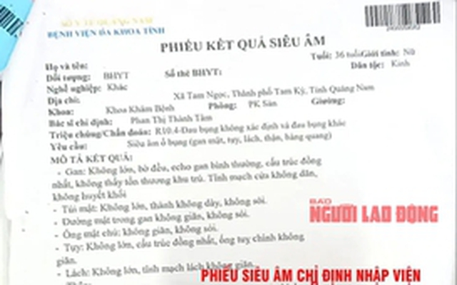 BV Đa khoa Quảng Nam: Siêu âm u nang buồng trứng phải, phẫu thuật buồng trứng trái?