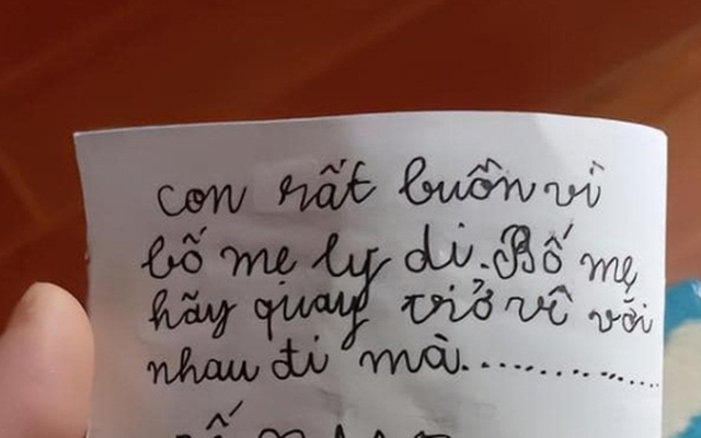 Bức thư của học sinh tiểu học khiến ai đọc xong cũng khóc: Phía sau một gia đình tan vỡ, người tổn thương nhất luôn là con cái