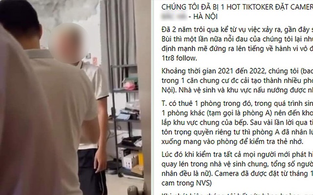 Xôn xao bài tố hot Tiktoker đặt camera quay lén trong nhà vệ sinh chung cư, có 5 nạn nhân đều là nữ