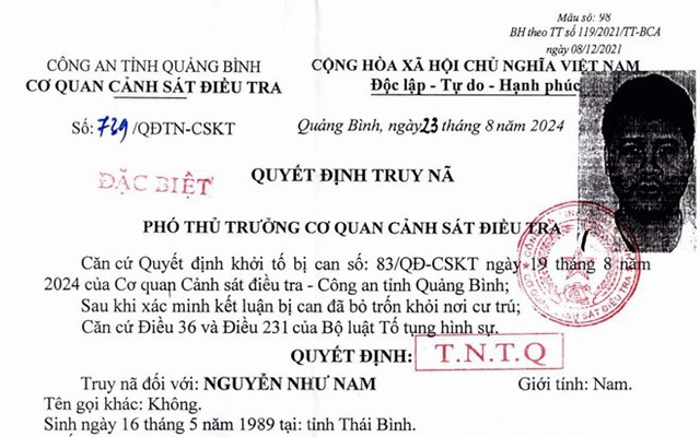 Truy nã đặc biệt Nguyễn Như Nam 