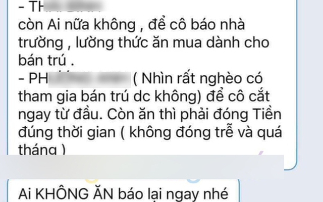 Phụ huynh bức xúc tố cô giáo chê học sinh "nhìn rất nghèo, có tham gia bán trú được không", rồi xoá vội tin nhắn