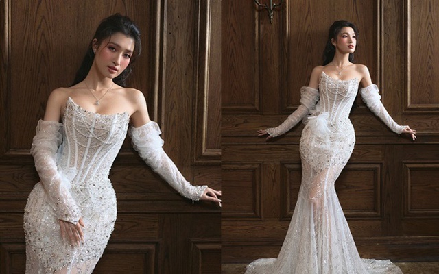 Á hậu Phương Nhi diện váy cưới, khoe nhan sắc nuột nà, đẹp "không tì vết"