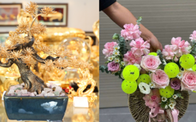 Quà 20/10 độc lạ: Tùng bonsai mạ vàng đắt đỏ, hoa Pickleball lần đầu xuất hiện