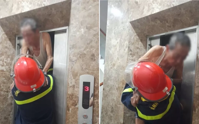 Giải cứu cụ ông mắc kẹt trong thang máy